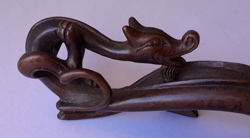 Antique Chinese Qing Dynasty Bronze Brush / Pen Rest. 17.5cm.