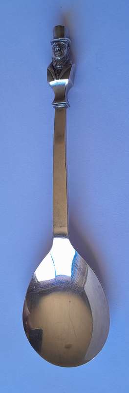 Solid Silver Paul Kruger Spoon to Commemorate `Battle of Amajuba`. Cape Mint. 40.66 grams.