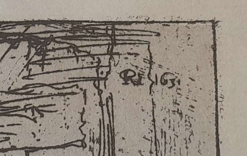 Rembrandt Van Rijn Litho Print "Old Woman Seated in a Cottage". No102. Gilt Framed (29.5x24.5cm).