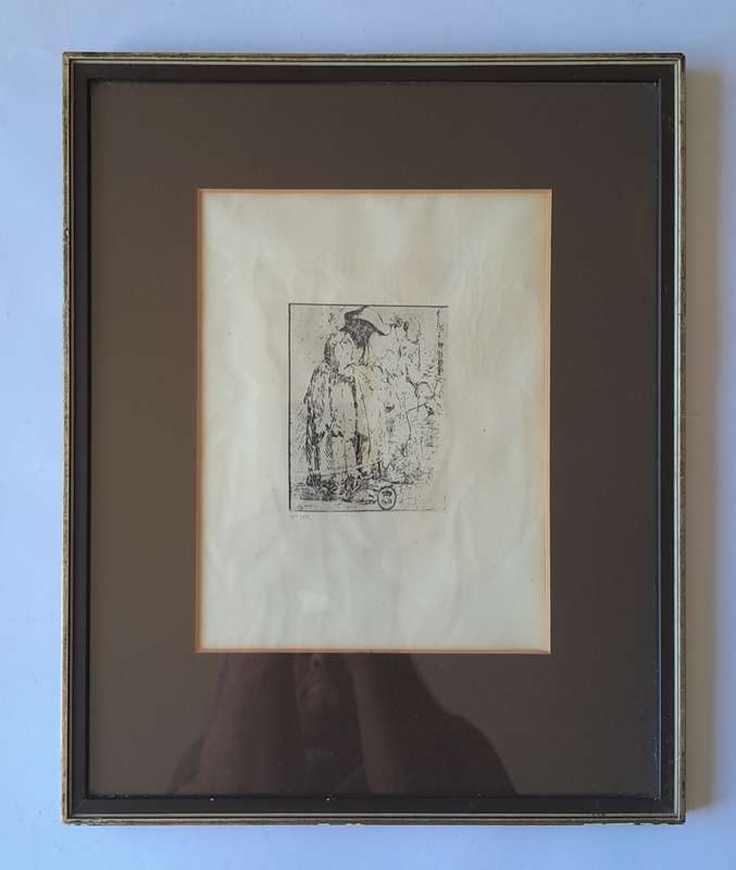 Rembrandt Van Rijn Litho Print "Beggar Man and Beggar Woman". No145. Framed (35.5x28.5cm).