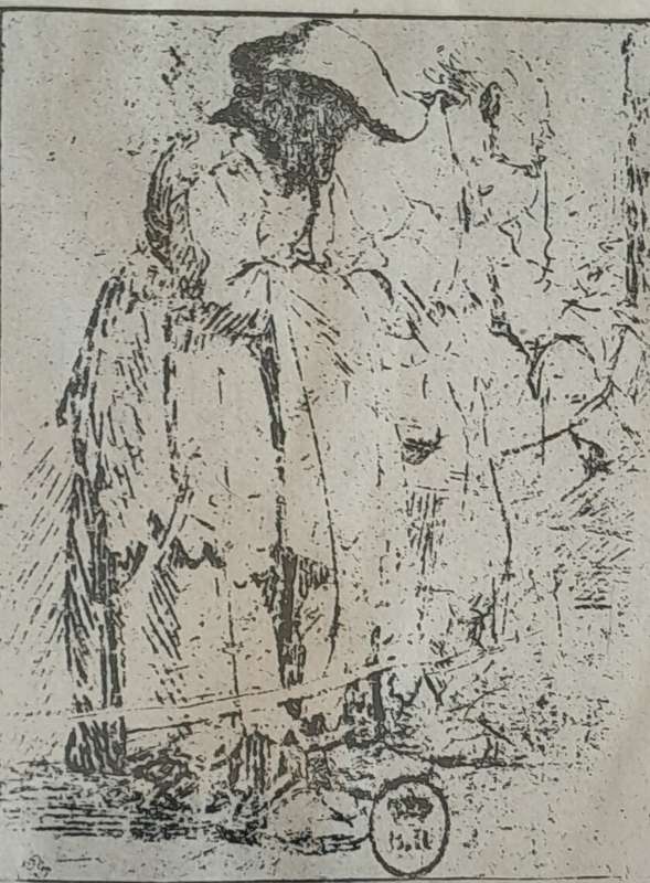 Rembrandt Van Rijn Litho Print "Beggar Man and Beggar Woman". No145. Framed (35.5x28.5cm).