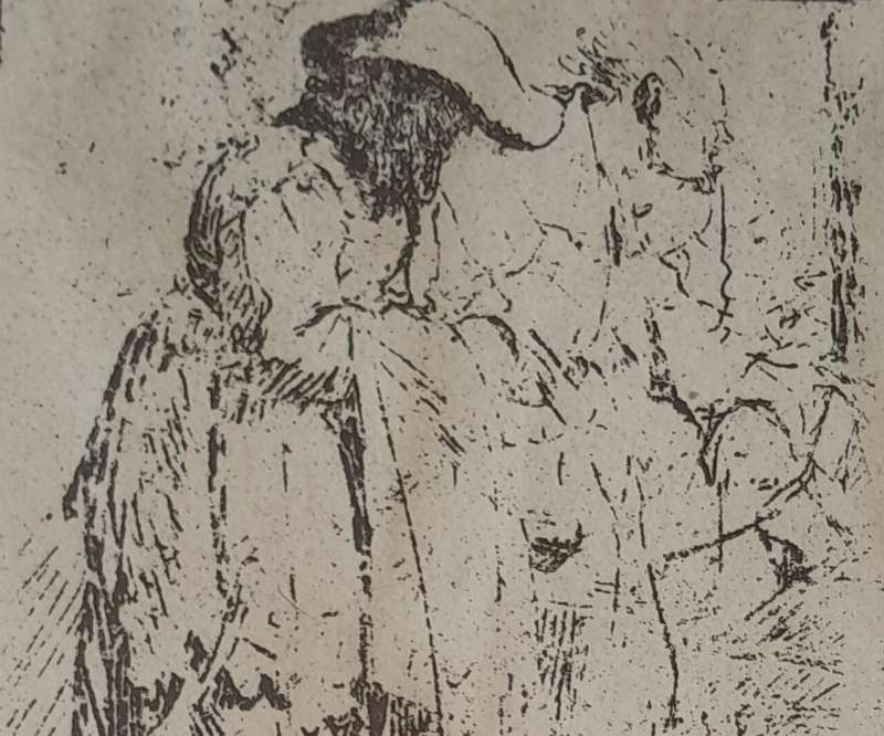 Rembrandt Van Rijn Litho Print "Beggar Man and Beggar Woman". No145. Framed (35.5x28.5cm).