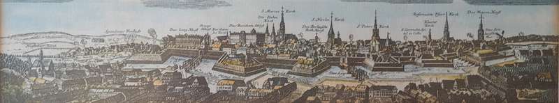 Early Map of 17th/18th Century Berlin. Framed (53x48cm).
