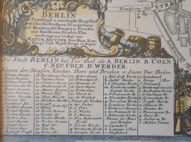 Early Map of 17th/18th Century Berlin. Framed (53x48cm).