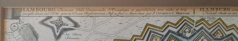 Early Map of 17th/18th Century Hamburg. Framed (53x48cm).