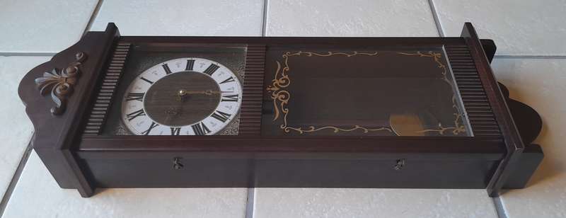 Vintage Japanese "Rythm" Hybrid Wall Clock. 81 x 26cm.