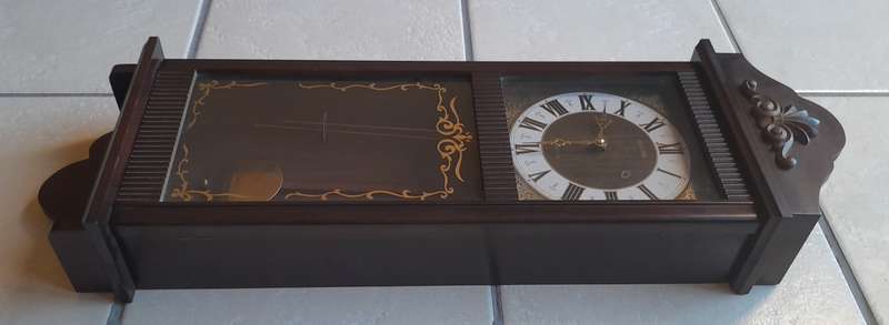 Vintage Japanese "Rythm" Hybrid Wall Clock. 81 x 26cm.
