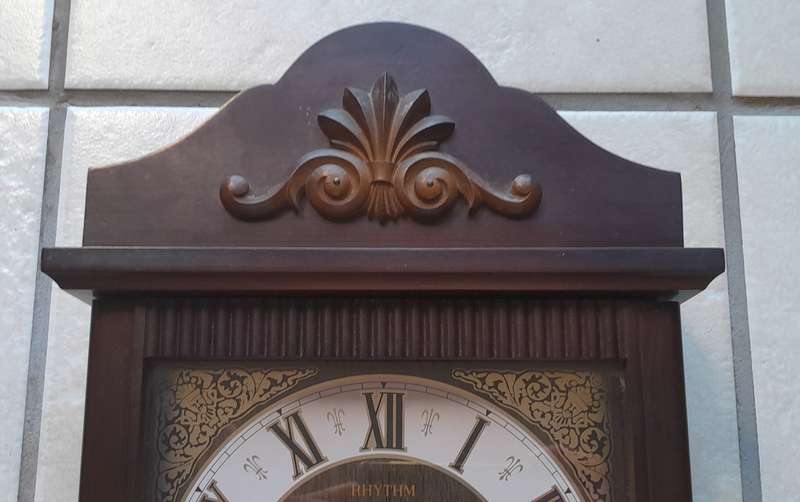 Vintage Japanese "Rythm" Hybrid Wall Clock. 81 x 26cm.