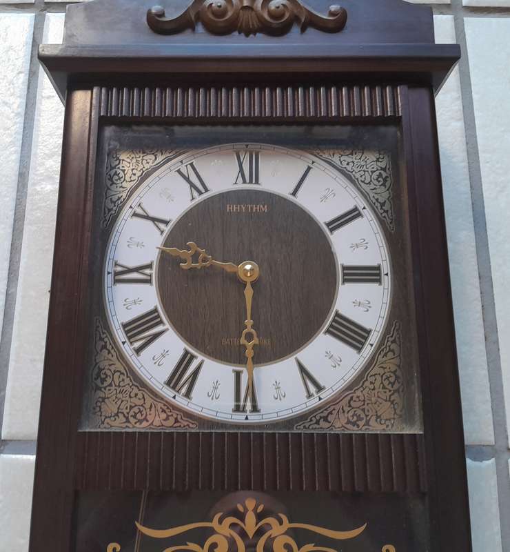 Vintage Japanese "Rythm" Hybrid Wall Clock. 81 x 26cm.