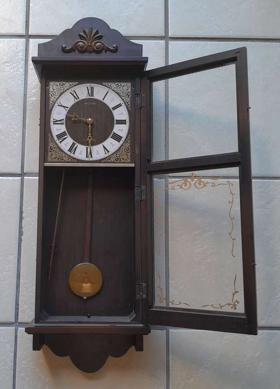 Vintage Japanese "Rythm" Hybrid Wall Clock. 81 x 26cm.