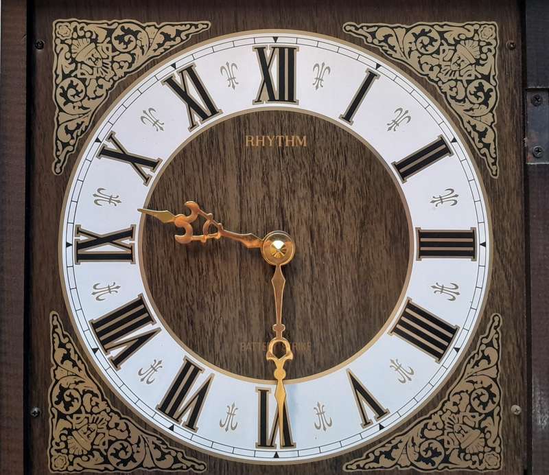 Vintage Japanese "Rythm" Hybrid Wall Clock. 81 x 26cm.