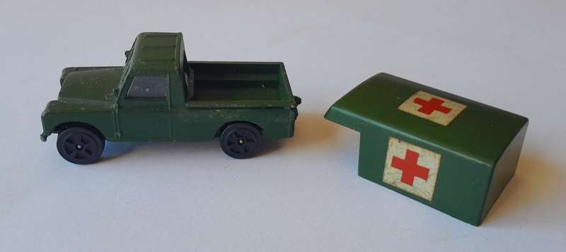 1970's Corgi Juniors Land Rover Army Ambulance. Removeable Canopy.