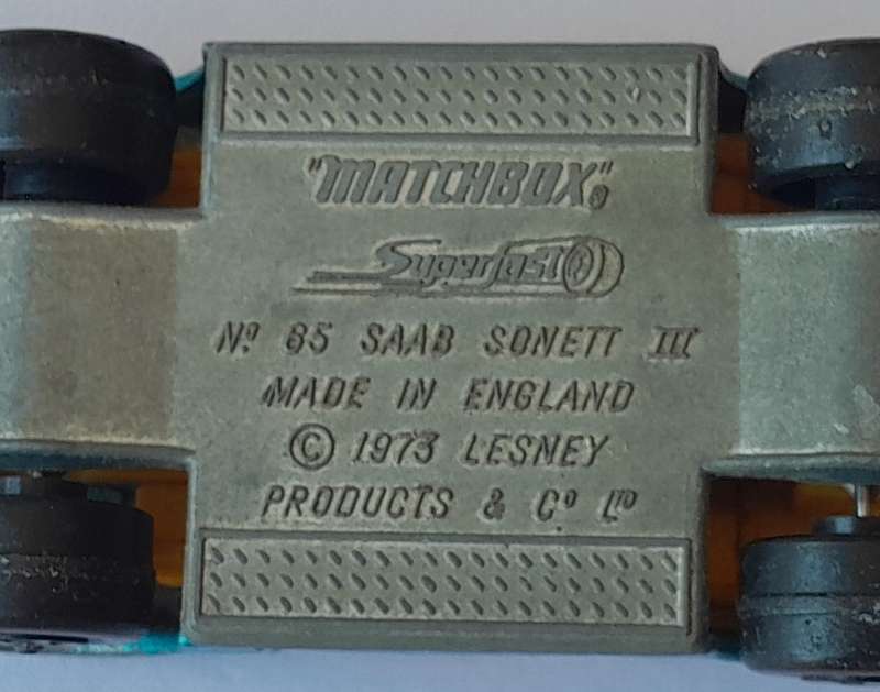 1973 Lesney Matchbox Die-Cast Saab Sonett III.  Opening Boot.