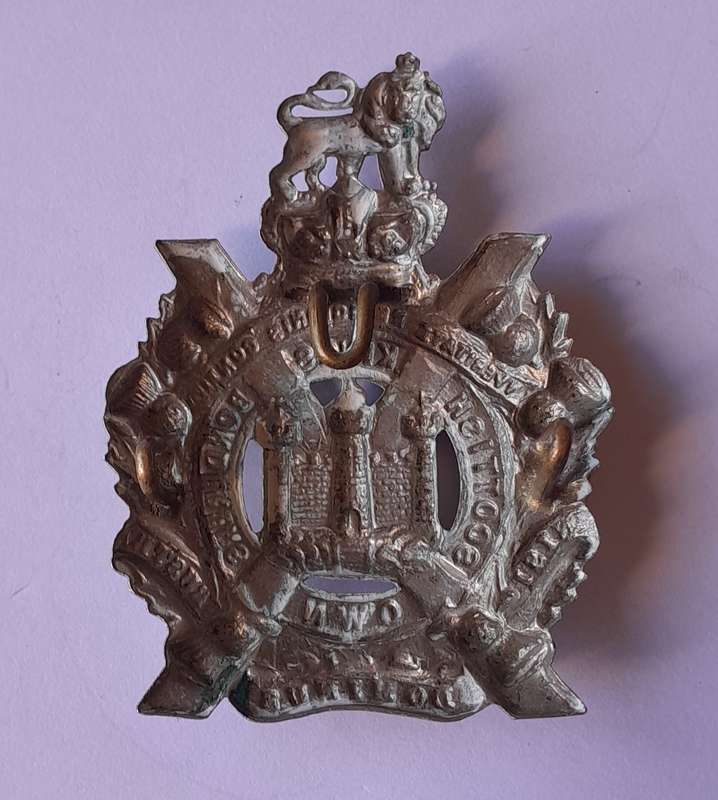 Boer War Kings Own Scottish Borderers Glengarry Badge.  Lugs Intact.