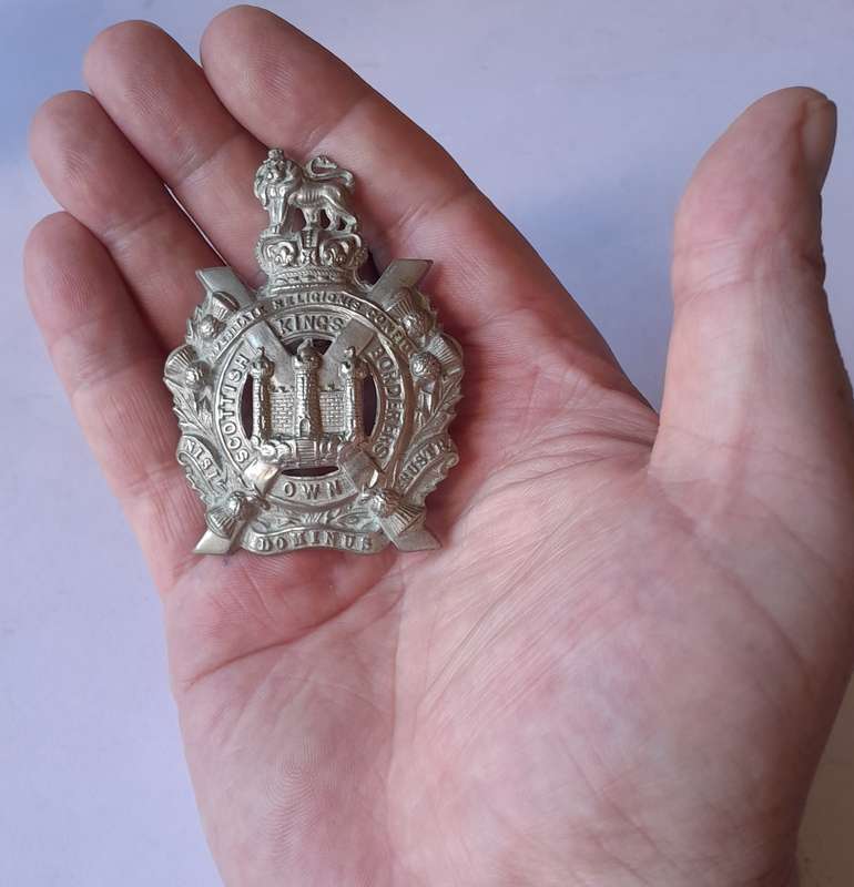 Boer War Kings Own Scottish Borderers Glengarry Badge.  Lugs Intact.