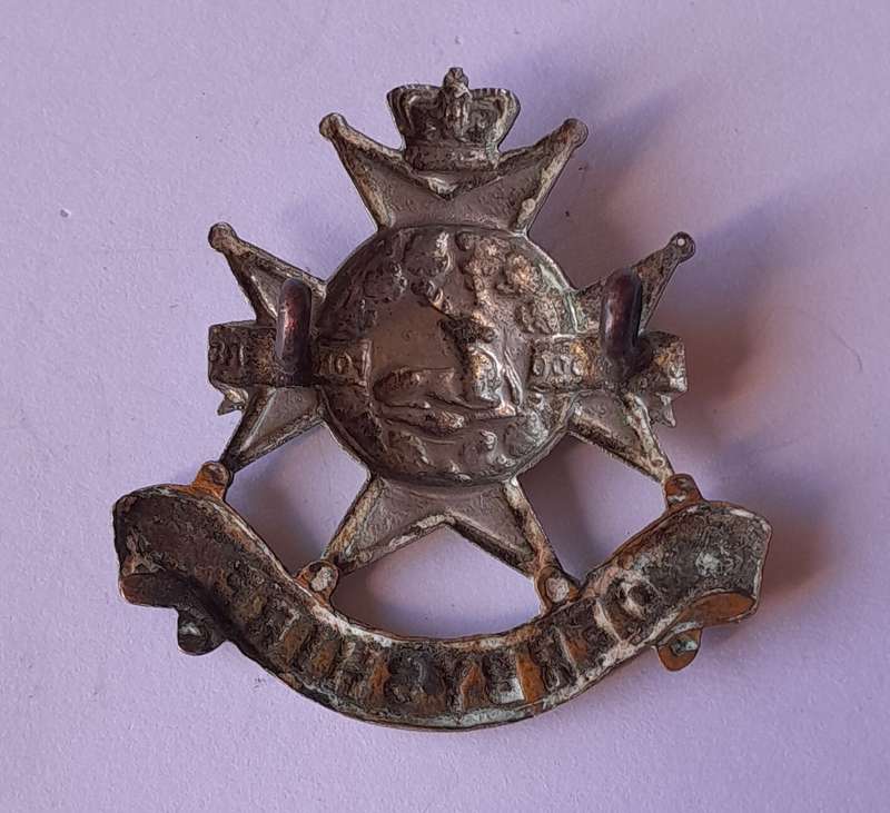 Boer War Derbyshire Regiment (Sherwood Foresters) Cap Badge.  Lugs Intact.