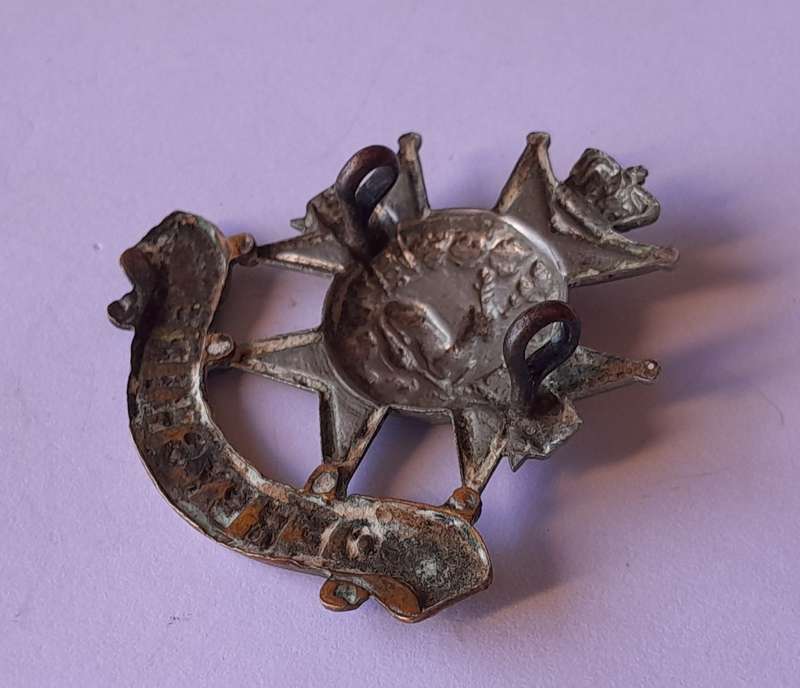 Boer War Derbyshire Regiment (Sherwood Foresters) Cap Badge.  Lugs Intact.