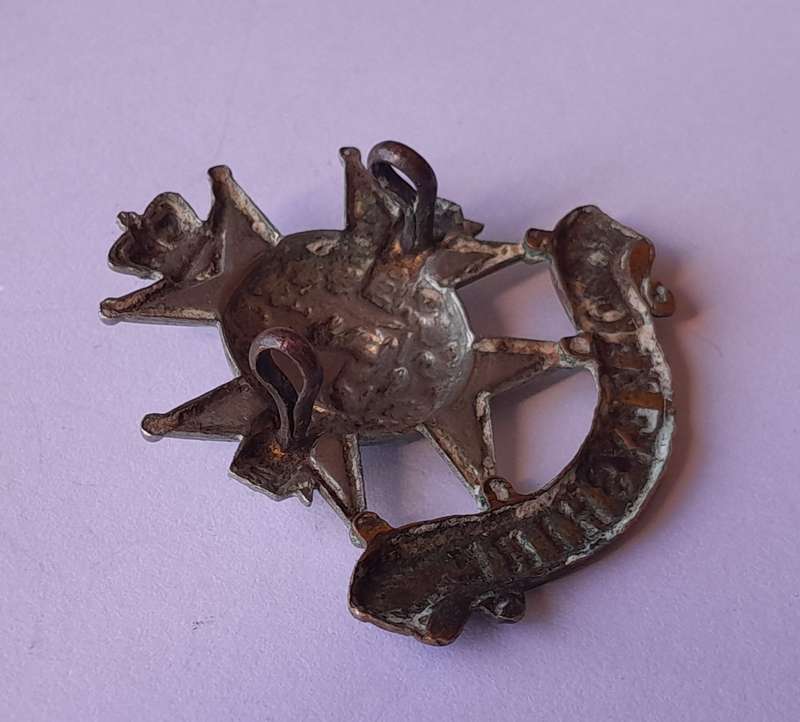 Boer War Derbyshire Regiment (Sherwood Foresters) Cap Badge.  Lugs Intact.