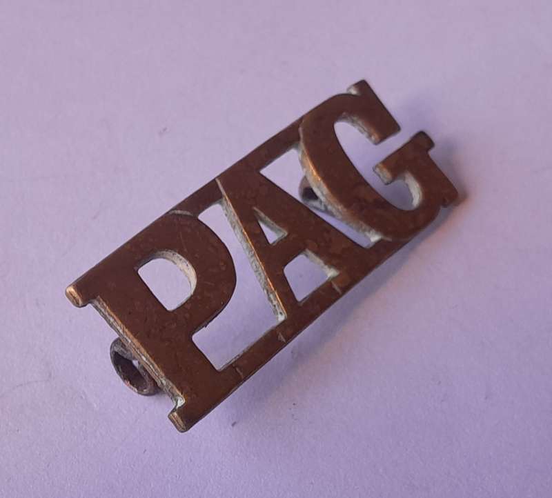 Prince Alfred's Guard Brass Shoulder Title (1894 - 1913).  Lugs Intact.