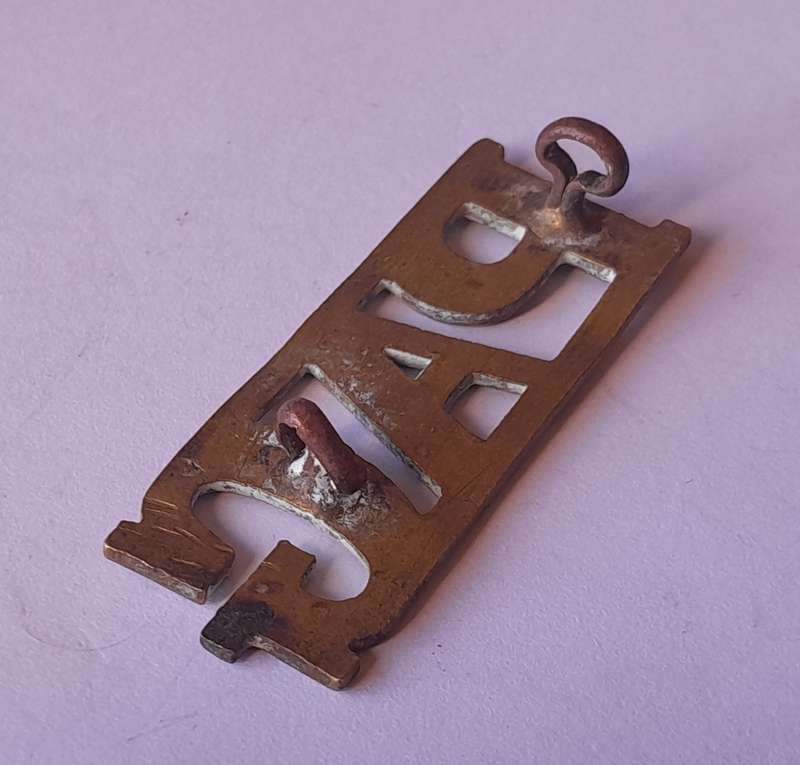 Prince Alfred's Guard Brass Shoulder Title (1894 - 1913).  Lugs Intact.