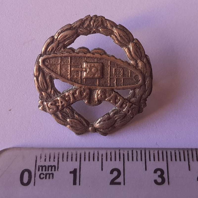WW2 South African Tank Corps Badge.  (Pierced Type).