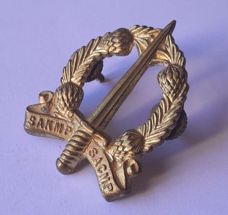 SA Corps of Military Police Cap Badge.  Screw Lugs Intact.