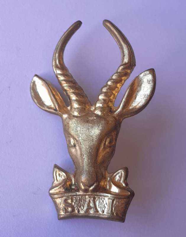 SA Infantry "Bokkop" Badge Set.  Brass Cap & Collars.