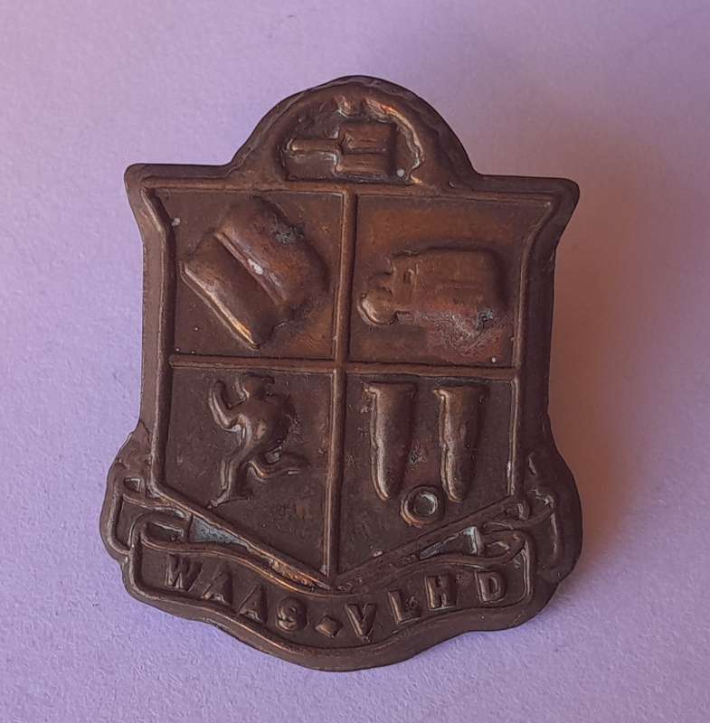 WW2 SA Woman's Auxiliary Service Badge & 2 Titles.  All Lugs Intact.