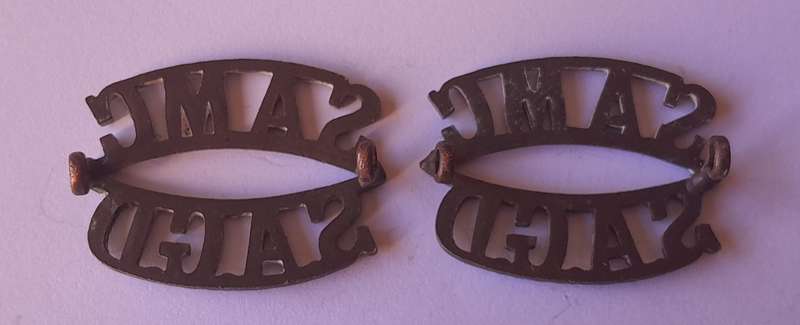 Early Pair SA Medical Corps Shoulder Titles.  Lugs Intact.