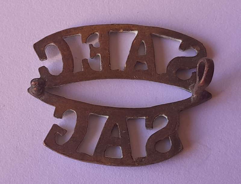 Early SA Engineers Corps Brass Shoulder Title.  1 Lug Intact.