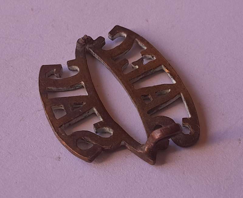 Early SA Engineers Corps Brass Shoulder Title.  1 Lug Intact.