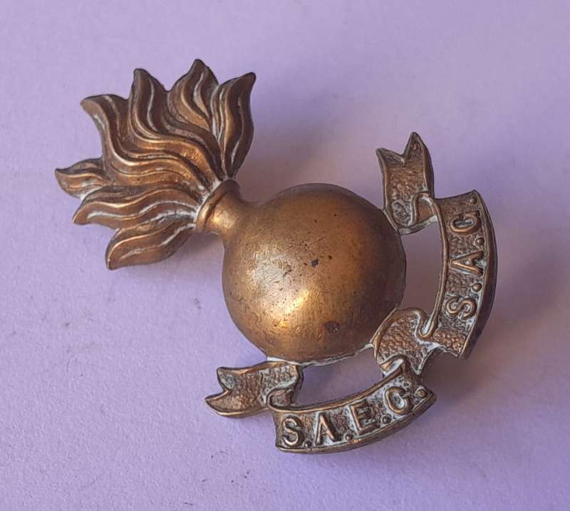 Early SA Army Engineers Corps Badge.  Lugs Intact.