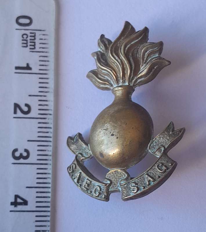 Early SA Army Engineers Corps Badge.  Lugs Intact.