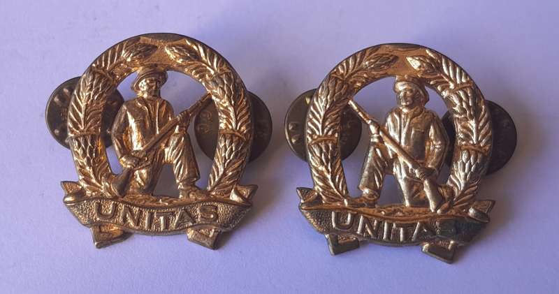 SA Army Commando Badge Set.  Cap & Collars (Facing).  Screw Lugs Intact.