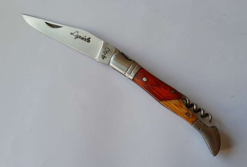 Vintage `Laguiole` Folding Knife With 440 Steel Blade And Two Tone Wood Handle.