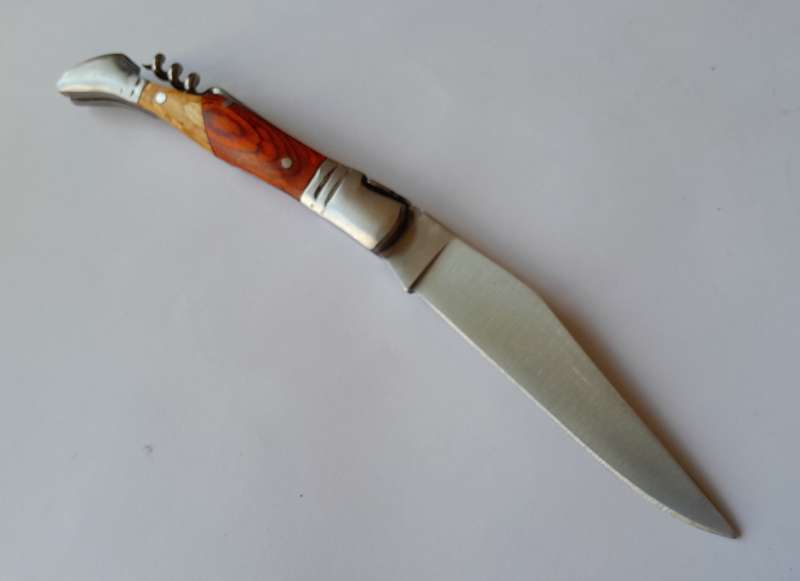 Vintage `Laguiole` Folding Knife With 440 Steel Blade And Two Tone Wood Handle.