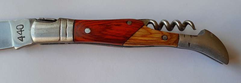 Vintage `Laguiole` Folding Knife With 440 Steel Blade And Two Tone Wood Handle.