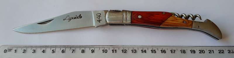 Vintage `Laguiole` Folding Knife With 440 Steel Blade And Two Tone Wood Handle.