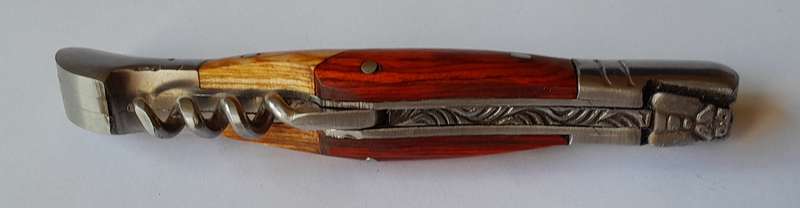 Vintage `Laguiole` Folding Knife With 440 Steel Blade And Two Tone Wood Handle.