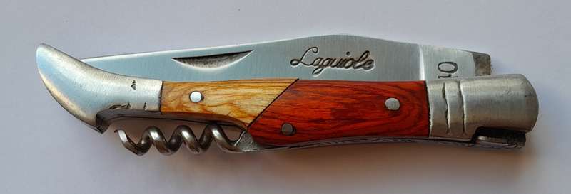 Vintage `Laguiole` Folding Knife With 440 Steel Blade And Two Tone Wood Handle.