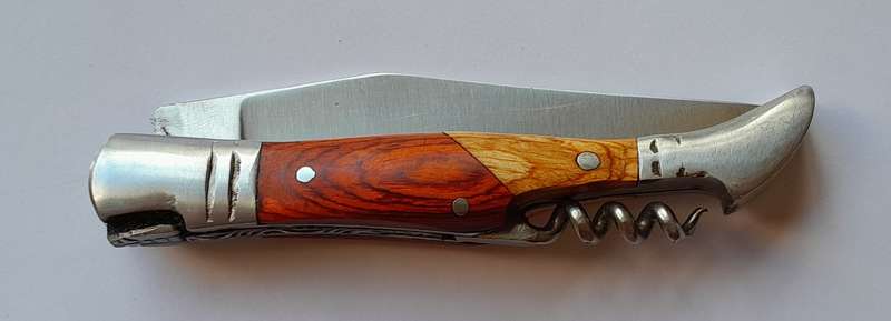 Vintage `Laguiole` Folding Knife With 440 Steel Blade And Two Tone Wood Handle.