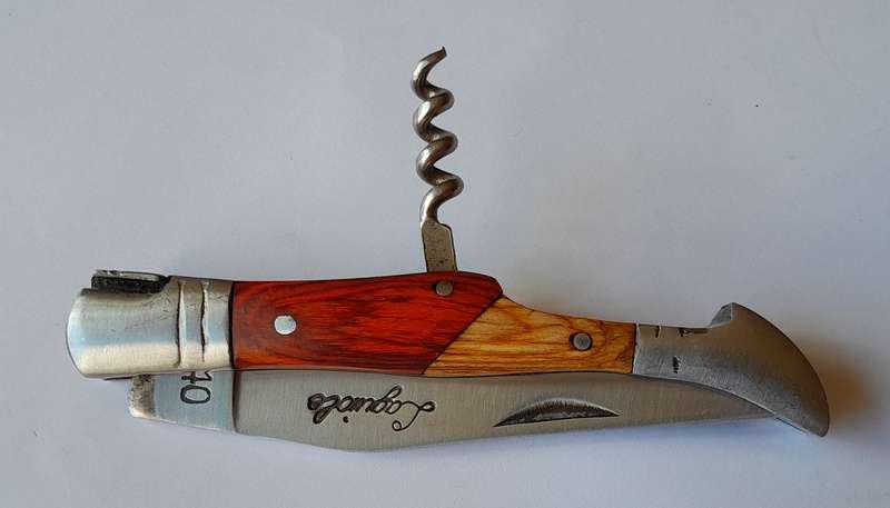 Vintage `Laguiole` Folding Knife With 440 Steel Blade And Two Tone Wood Handle.