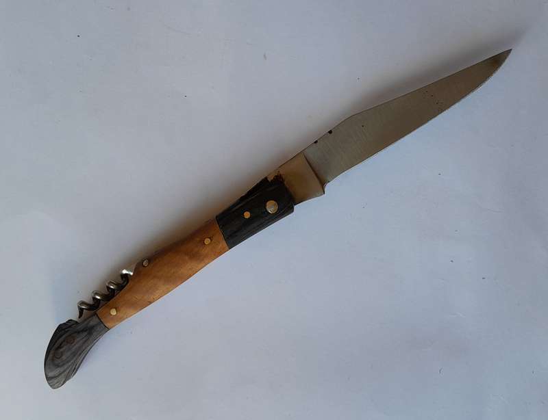 Vintage `Laguiole` Folding Knife With Two Tone Wood Handle.