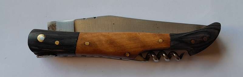 Vintage `Laguiole` Folding Knife With Two Tone Wood Handle.
