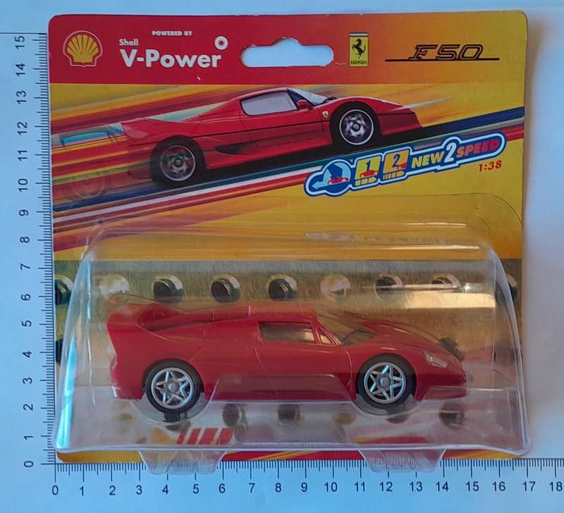 Hot Wheels Shell V-Power Ferrari F50.  Scale 1/38 (11cm). Sealed In Original Packaging.