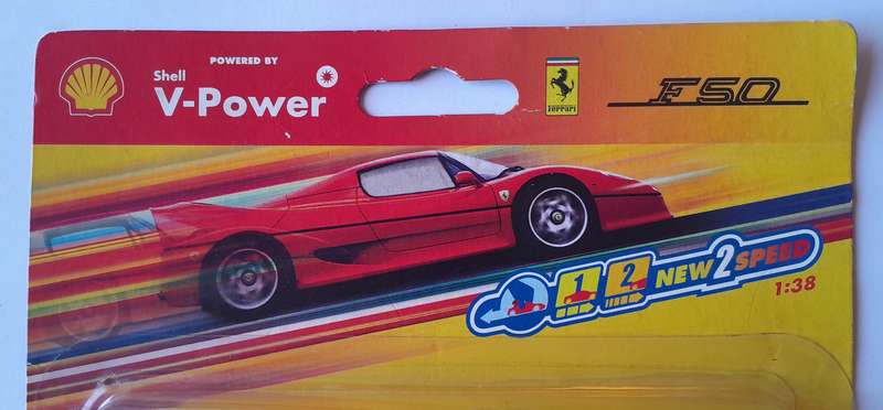 Hot Wheels Shell V-Power Ferrari F50.  Scale 1/38 (11cm). Sealed In Original Packaging.