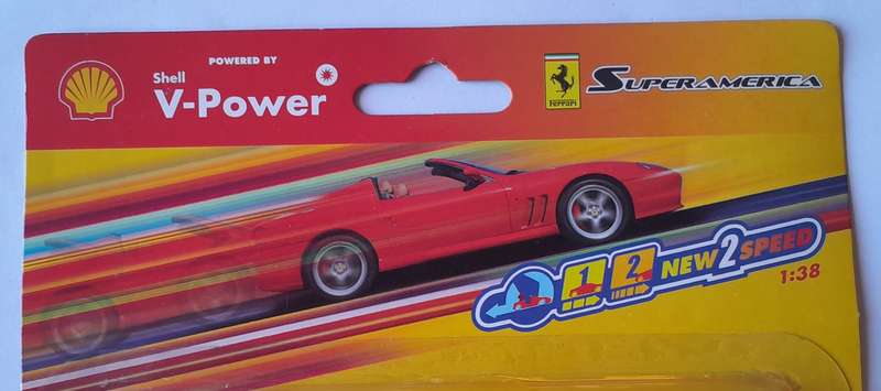 Hot Wheels Shell V-Power Ferrari Superamerica. Scale 1/38 (11.5cm). Sealed In Original Packaging.