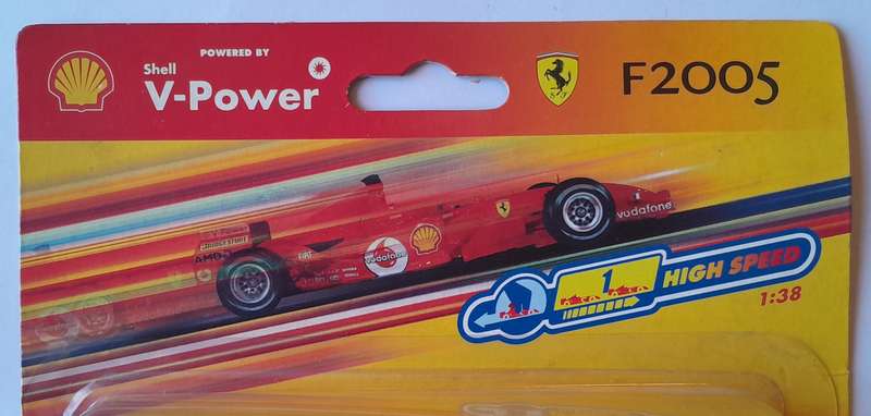 Hot Wheels Shell V-Power Ferrari F2005. Scale 1/38 (12cm). Sealed In Original Packaging.