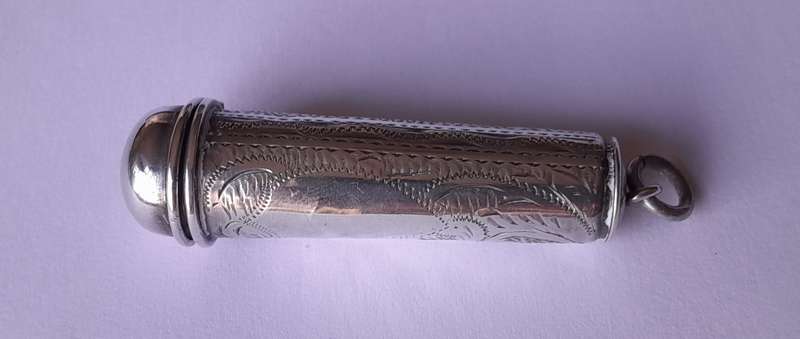 Antique 9ct Gold and Amber Cheroot Holder with Sterling Silver Case. London, 1916.