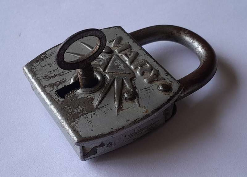 Rare Antique "Mary" Padlock with Key.  Working.  7 x 5cm